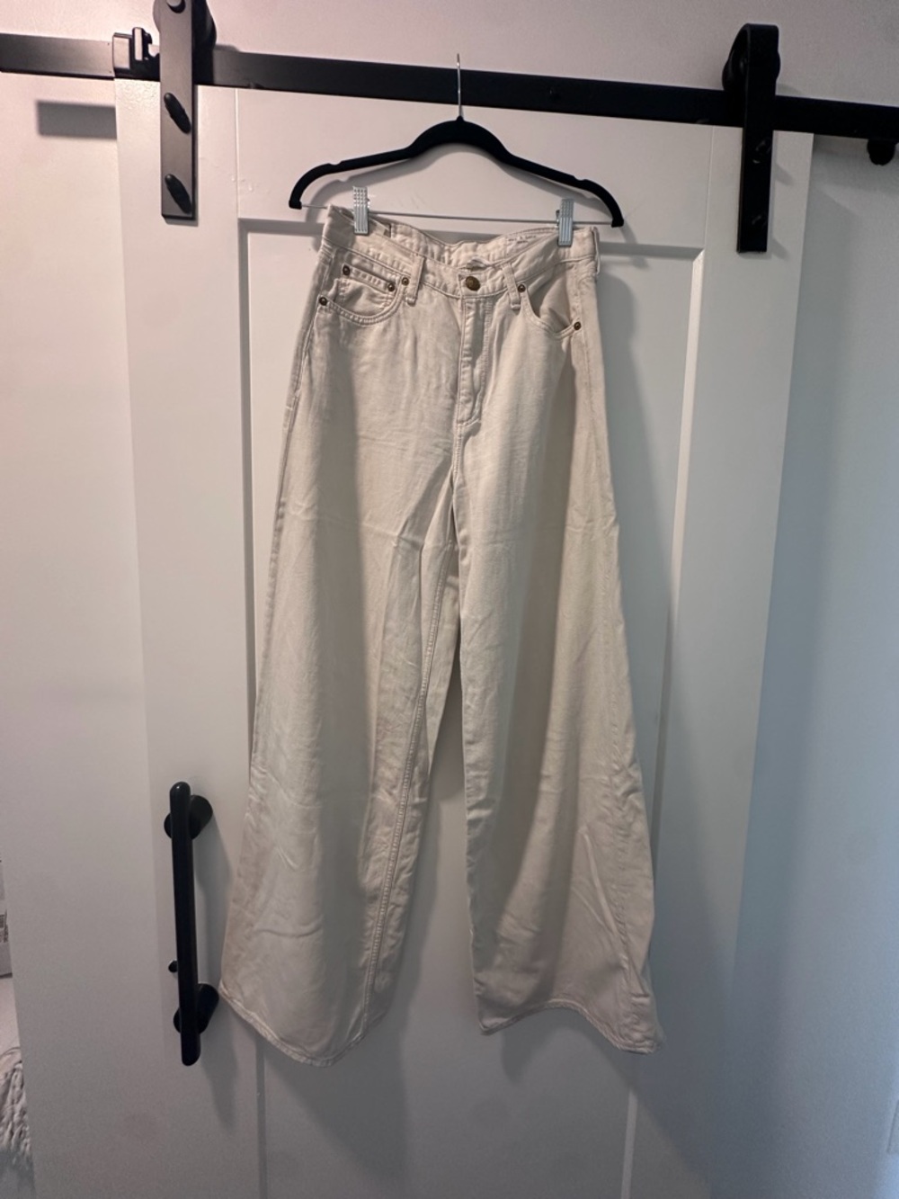 rag & bone Sophie Off-White Wide-Leg High-Rise Jeans